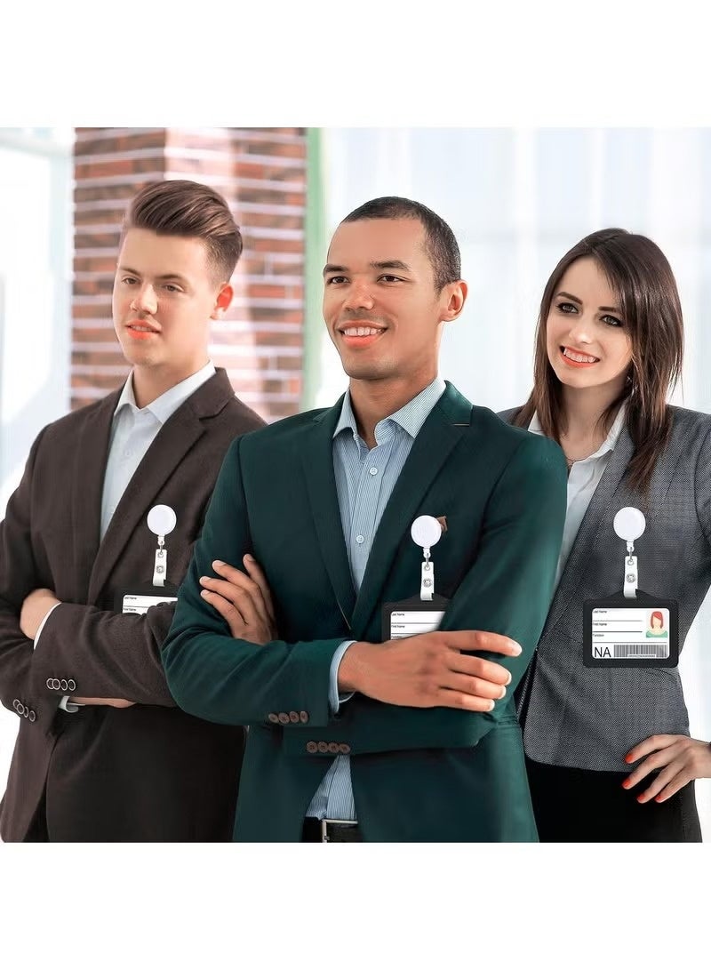 MTC [Pack of 10] White Retractable Badge Reel with Clip – Durable ID Holder with Clear Vinyl Strap – Secure Badge Reel for ID Cards and keys - Image 2